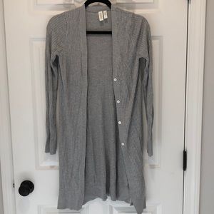 Gray Ribbed Long Cardigan by Meadow Rue - Anthropologie